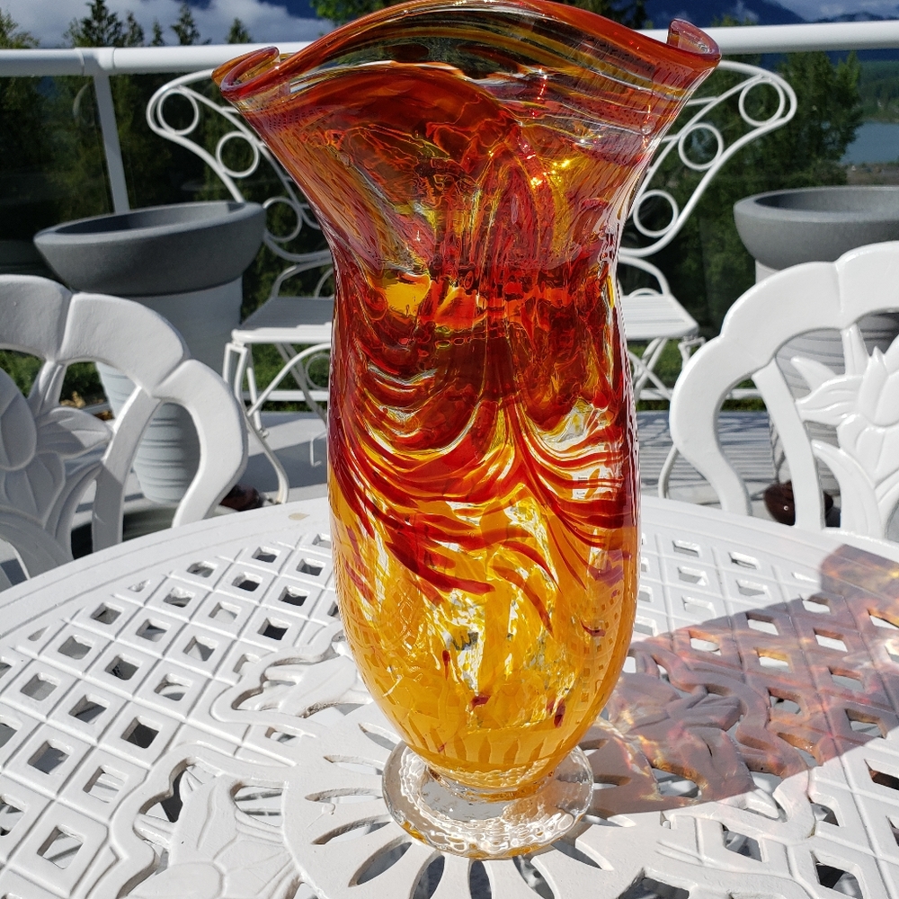 Blown glass vase.  One of a kind blown glass vase made for us while we w…